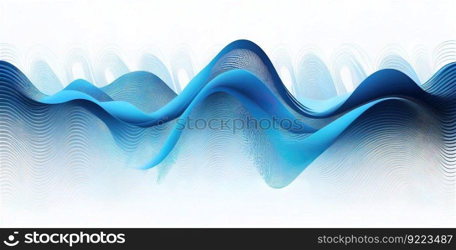 Abstract blue smooth wave on a white background illustration. AI generative.