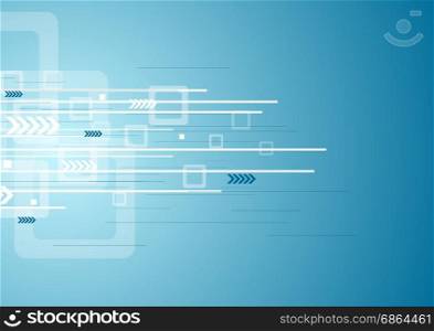 Abstract blue technology background. Abstract blue technology background with arrows and squares