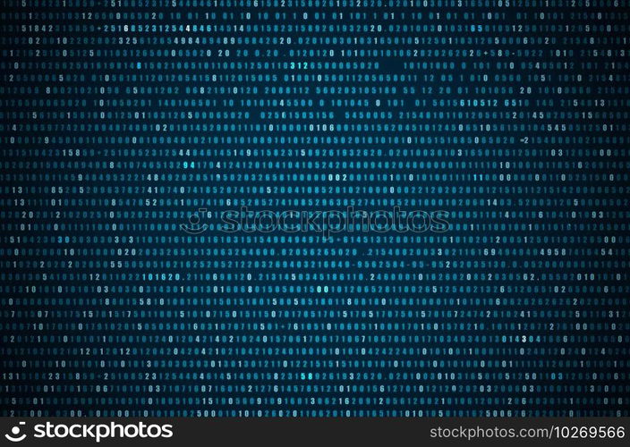Abstract Blue Technology Background. Binary Computer Code. Programming / Coding / Hacker concept. Background Illustration.. Abstract Blue Technology Background