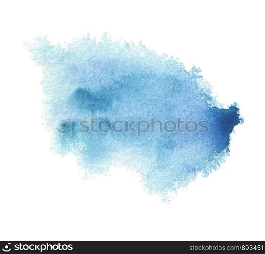 Abstract blue watercolor blot painted background. Texture paper. Isolated.