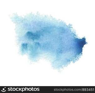 Abstract blue watercolor blot painted background. Texture paper. Isolated.