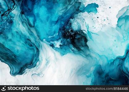 Abstract blue watercolor paint marble background , Ink colors are amazingly bright artwork watercolor , Generate Ai