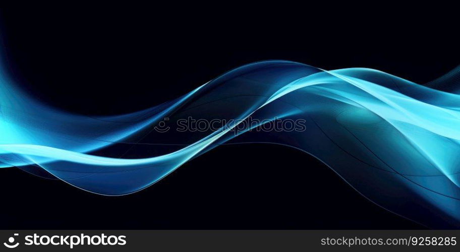 Abstract blue wavy smooth lines background. Generative AI AIG21.