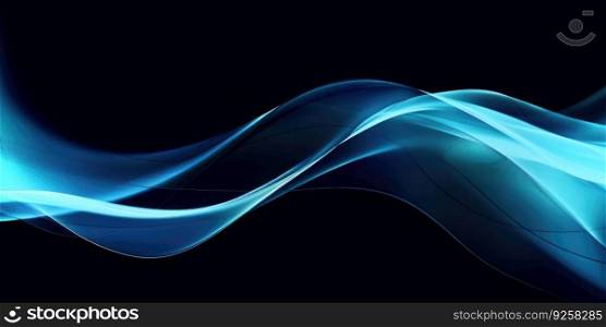 Abstract blue wavy smooth lines background. Generative AI AIG21.
