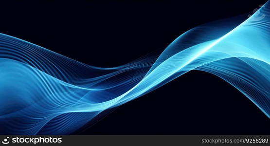 Abstract blue wavy smooth lines background. Generative AI AIG21.