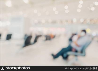 Abstract blur airport interior for background with space