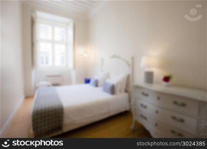 Abstract blur and defocused bedroom interior for background