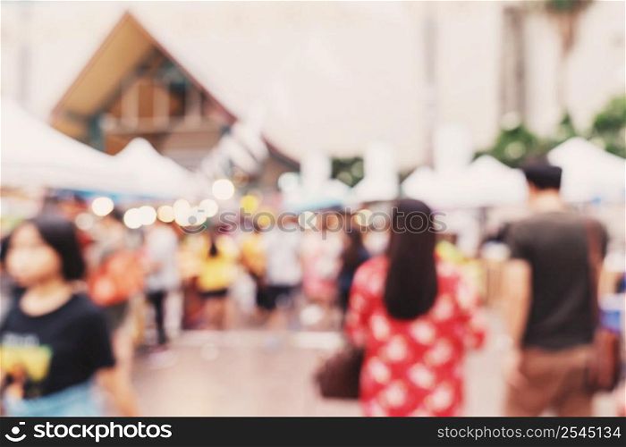Abstract blur background crowd people in shopping mall for background, Vintage toned