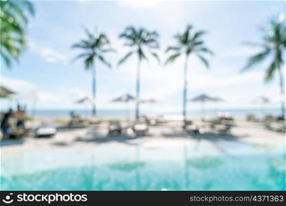 abstract blur bed pool around swimmimg pool in luxury hotel resort for background - Holiday and vacation concept