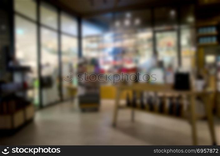 Abstract blur coffee shop and restaurant interior for background. filter vintage. blur coffee shop