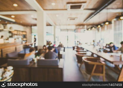 Abstract blur coffee shop interior background - vintage filter