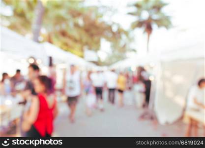 abstract blur day outdoor market booth for background