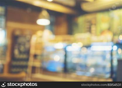 Abstract blur defocused restaurant and coffee shop interior for background - Vintage Filter