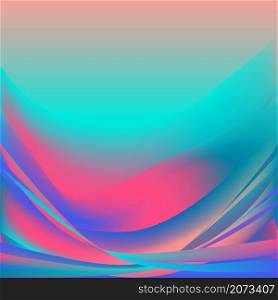 Abstract blur fluid shapes waves pattern, blurry wavy trendy background. Retro gradient texture graphic design vector template. Copy space poster layout flyer banner cover. Cyan blue pink neon colors