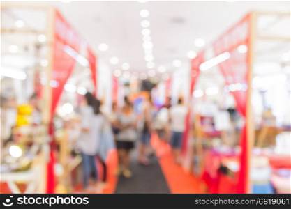 Abstract blur indoor market booth in shopping mall for background