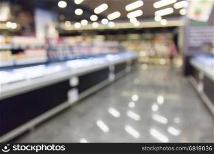 Abstract blur interior supermarket in shopping mall for background