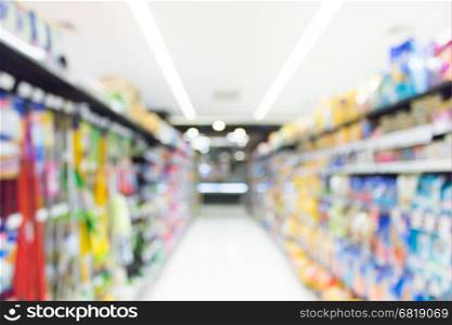 Abstract blur interior supermarket in shopping mall for background