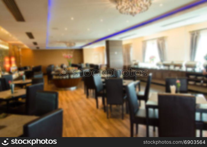 Abstract blur of luxury restaurant interior at the hotel.