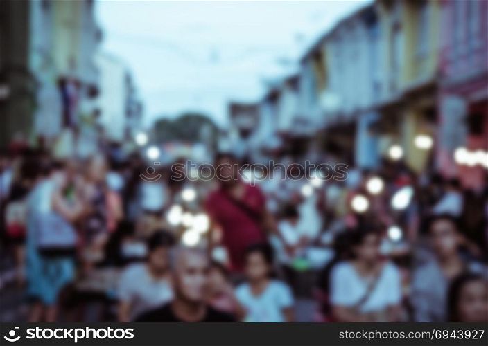 Abstract blur people food festival in market.as background,Old Phuket Phuket Vintage Tone