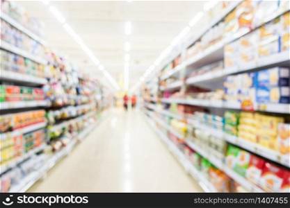 Abstract blur supermarket and retail store in shopping mall interior for background