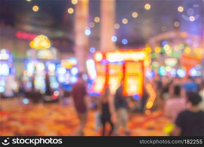 Abstract Blurred background of Casino in Las Vegas city in Nevada USA