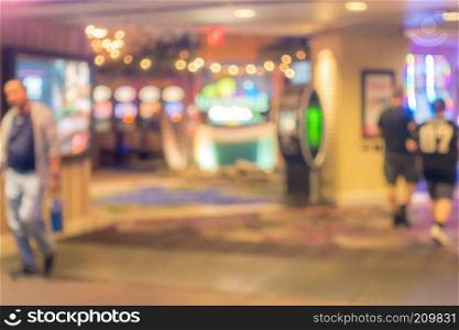 Abstract Blurred background of Casino in Las Vegas city in Nevada USA