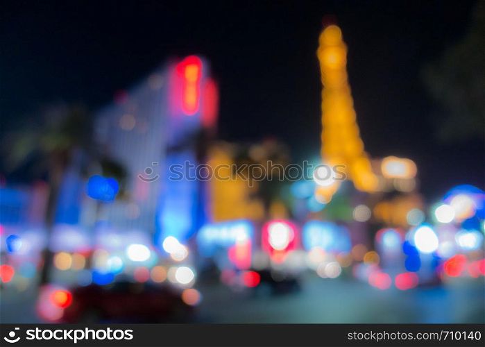 Abstract Blurred background of Las Vegas city cityscape in Nevada USA night