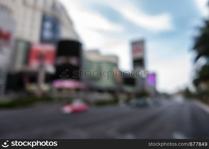 Abstract Blurred background of Las Vegas strip boulevard in Las Vegas city Nevada USA