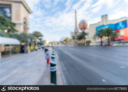Abstract Blurred background of Las Vegas strip boulevard in Las Vegas city Nevada USA