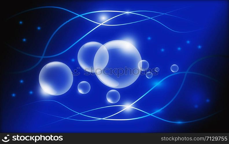 Abstract blurred background with shiny circles and spheres