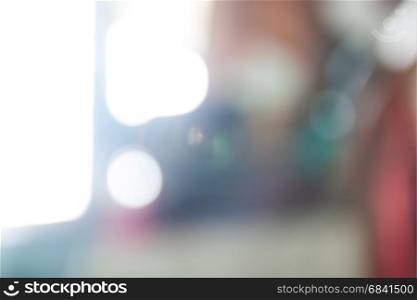 abstract blurred bokeh light from window, colorful background concept