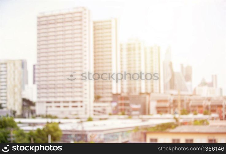 abstract blurred city building of downtown construction