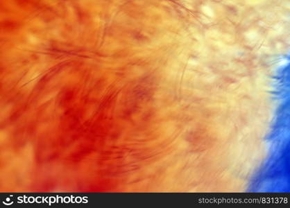 Abstract blurred fur background . Effect blue and yellow