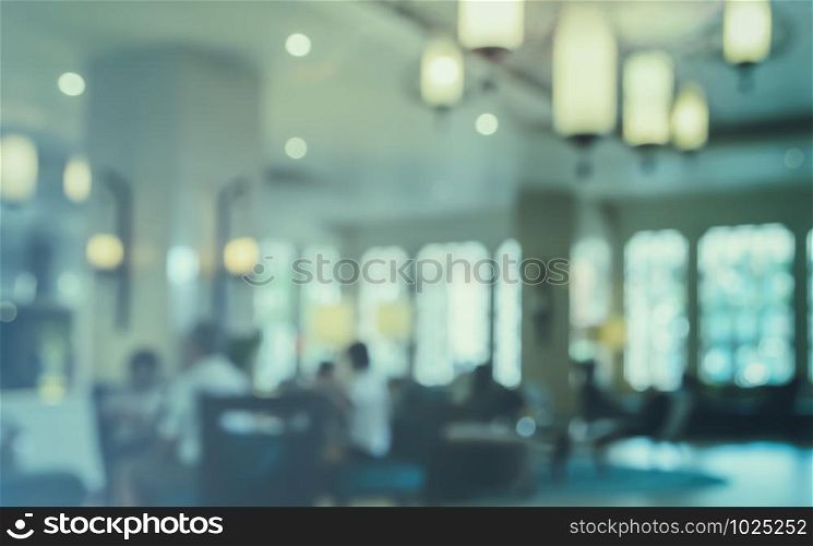 Abstract blurred interior hotel lobby background