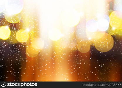Abstract blurred light with snow background