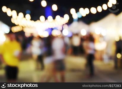 Abstract blurred lights of night market