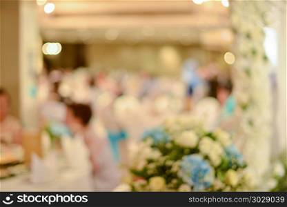 Abstract blurred of wedding ceremony in convention hall