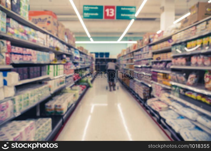 Abstract blurred photo of store in department store bokeh background, business supermarket and shopping blurred and background concept