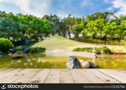 abstract blurred Pond and Water Landscape in Japanese Garden