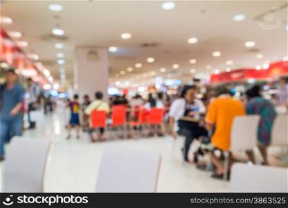 Abstract blurred restaurant or food center with light bokeh background