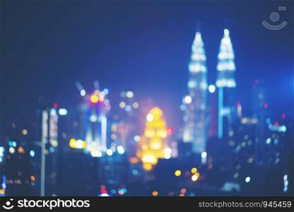abstract blurry background of city view of Kuala Lumpur, Malaysia