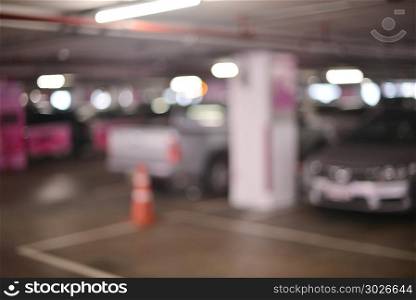 Abstract blurry background of parking lots in shopping mall