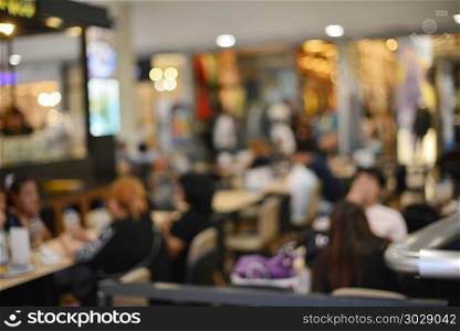 Abstract blurry background of retail shops in shopping mall
