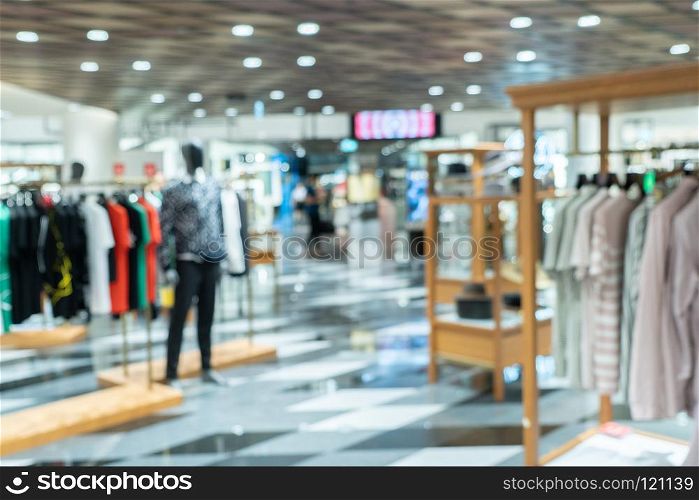 Abstract blurry background of retail shops in shopping mall or department store