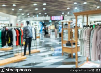 Abstract blurry background of retail shops in shopping mall or department store