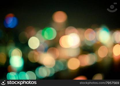 Abstract bokeh cityscape of Bangkok night background