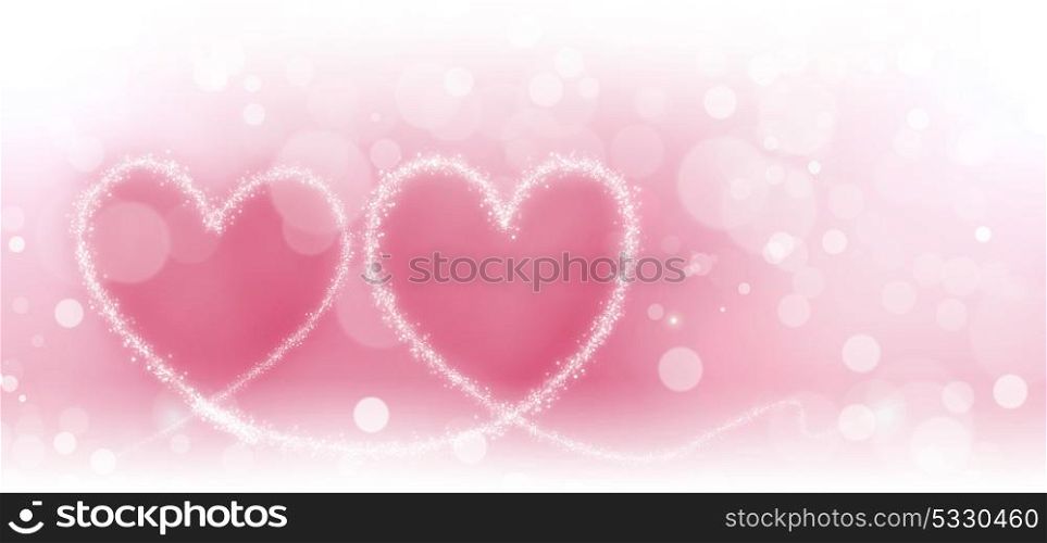 Abstract bokeh hearts. Two abstract pink bokeh hearts background