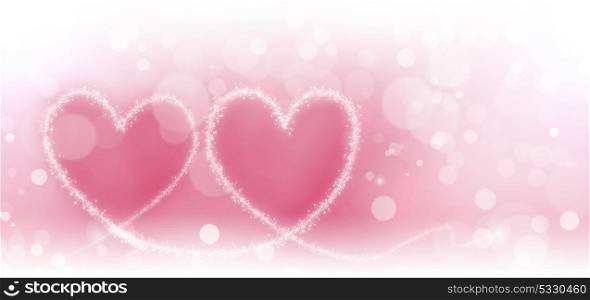 Abstract bokeh hearts. Two abstract pink bokeh hearts background