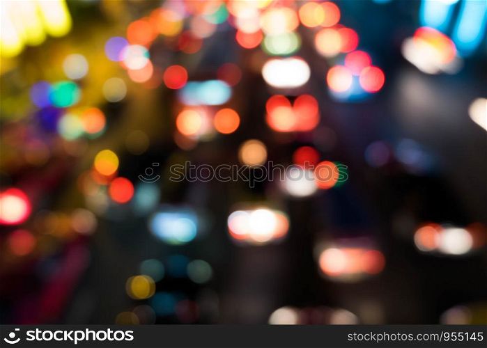 Abstract boken effect from car traffic jam lighting background.