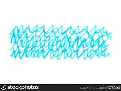 Abstract bright blue touches handmade texture on white background